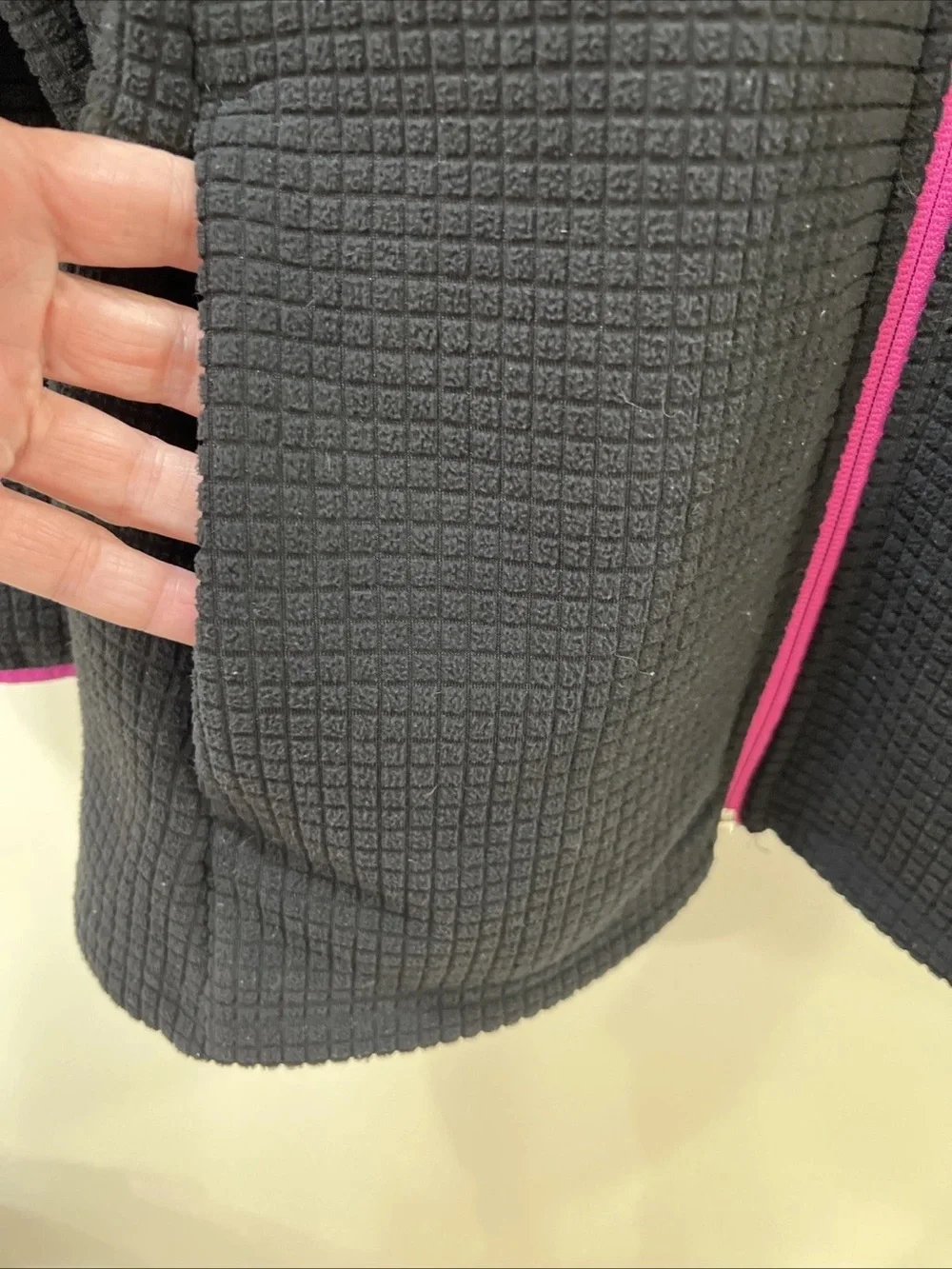 Lands' End Black Fleece Jacket with Pink Trim
